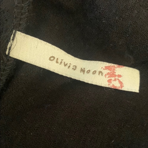 Olivia Moon Black Tank Sleeveless Top with Feathery Fringe Women’s Small Medium - Picture 2 of 6